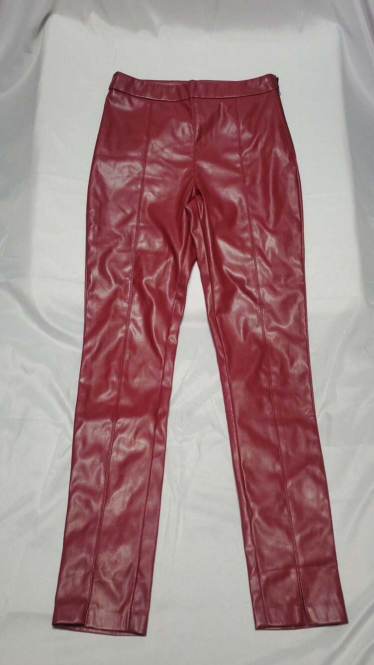 idem ditto Red Faux Leather Straight Leg Pants Size S